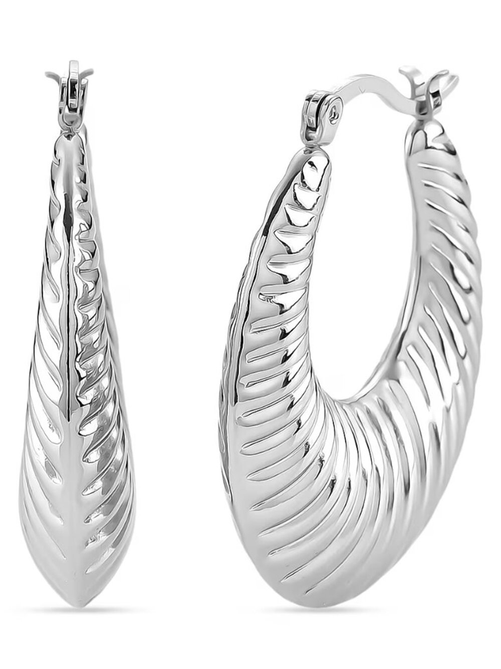 NEW Dragon Scale Hoop Earrings in Stainless Steel - 1.49 In Long